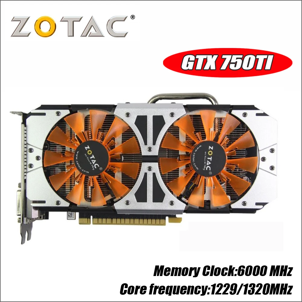 Оригинальная видеокарта ZOTAC GM170 GPU GTX 750Ti 2 Гб 128Bit GDDR5 для nVIDIA GeForce GTX750 Ti 2GD5 750