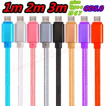 

Fabric braided Thick cable micro 5pin cable OD5.0 V8 nylon usb data charger cable for samsung s4 s6 s7 edge for iphone 5 6 7