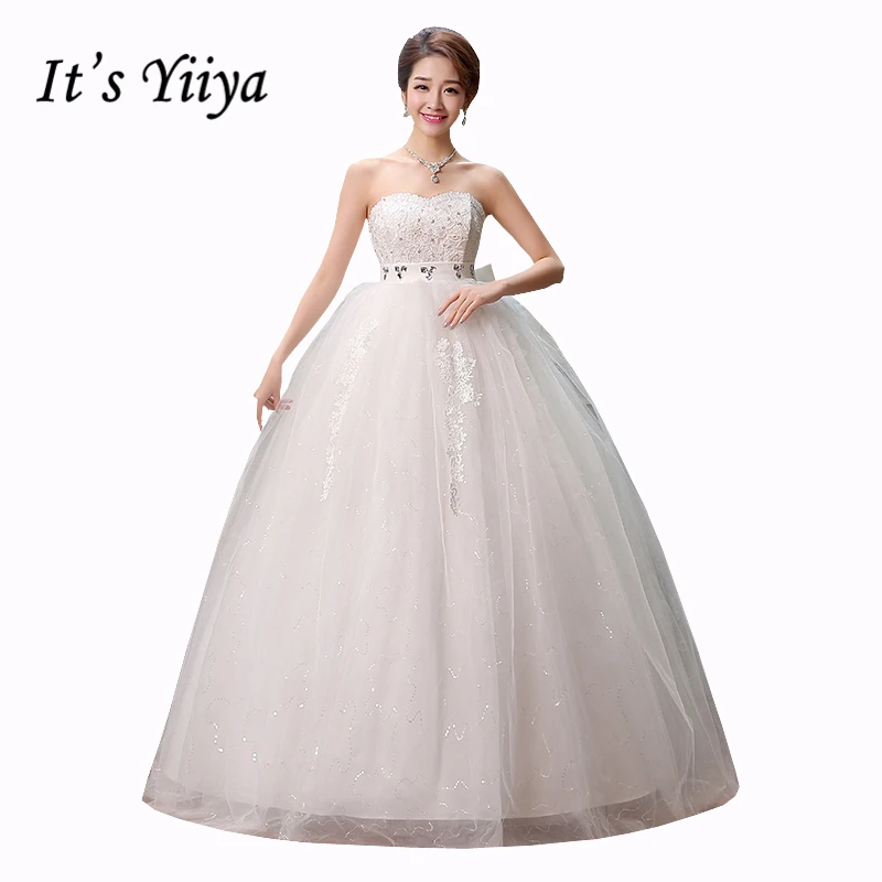 

Real Photo Pregnancy Strapless Wedding Dresses Bow Sequins Lace up Plus Size Bride Gown Free Shipping Vestidos De Novia HS128