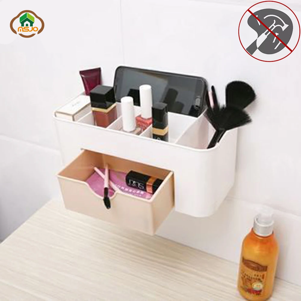 Msjo Storage Box Makeup Organizer Cosmetic Bathroom Wall Hanging Case For Cosmetic Cotton