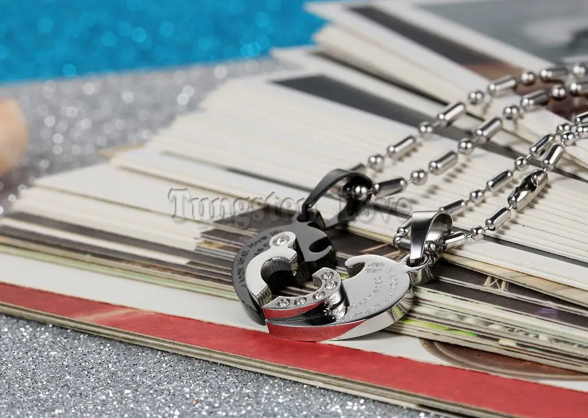 2 шт. подвеска в виде сердца из нержавеющей стали|love necklace|necklace for loversstainless steel pendant |