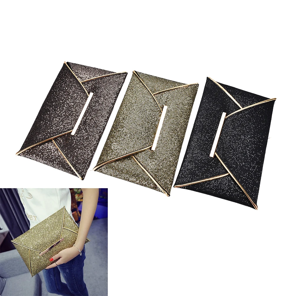 

1PC black luxury shiny envelope clutch wedding bags for women evening party bag glitter ladies hand bags purse handbag