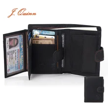 J. Quinn мужской кошелек из натуральной кожи, кошелек для монет, мужской кошелек, черный мягкий винтажный Ретро вертикальный кошелек, короткий карман на молнии, новинка