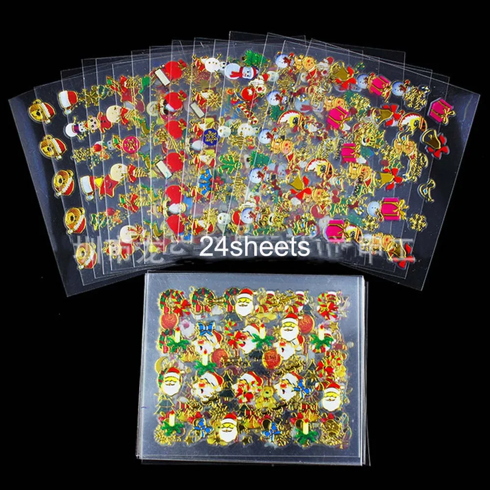 Download CHRISTMAS NAIL ART STICKERS 24PCS Cute Christmas Patterns ...
