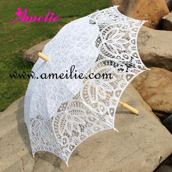 

Free shipping 100% Handicraft Vintage Florence Lace Wedding Umbrellas Parasols Hot white Color