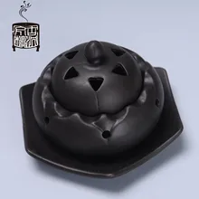 Фиолетовый курильница керамические Ароматерапия курильница сандалового печи ладан катушки конический курильница