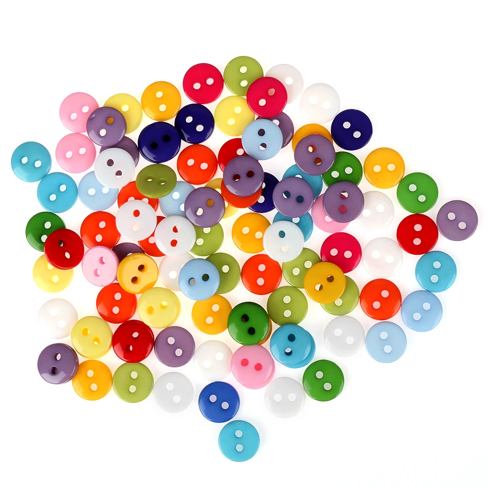 

100PCS Color Resin Buttonn 2/4 holes Solid Mixed Color Sewing Buttons Scrapbooking DIY Clothes Dolls Crafts Garment Accessories