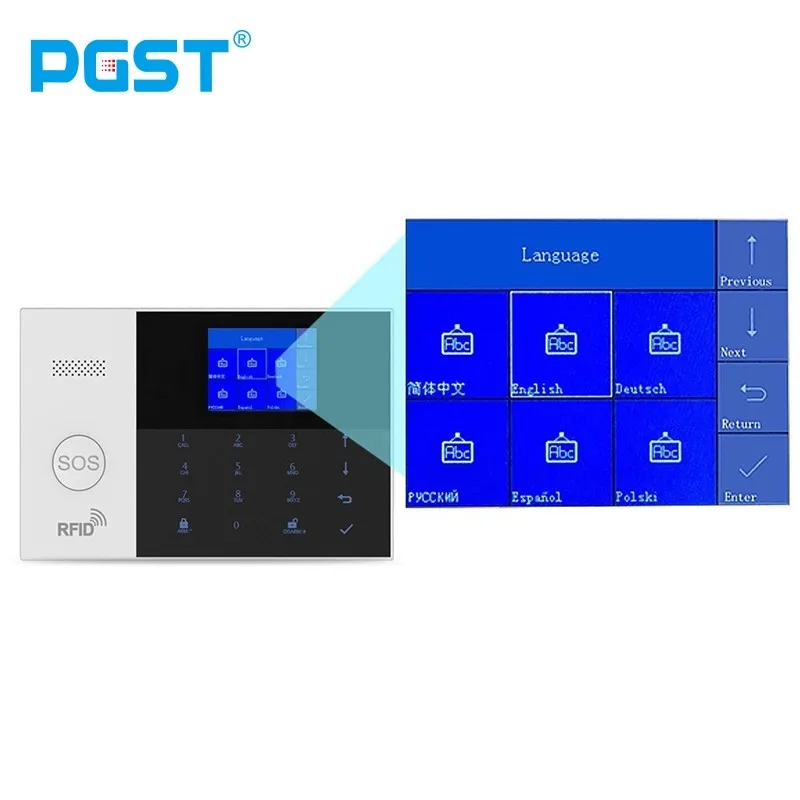 433MHZ IOS Android APP Remote Control LCD Touch Keyboard Wireless WIFI SIM GSM RFID Home Burglar Security Alarm System Sensor