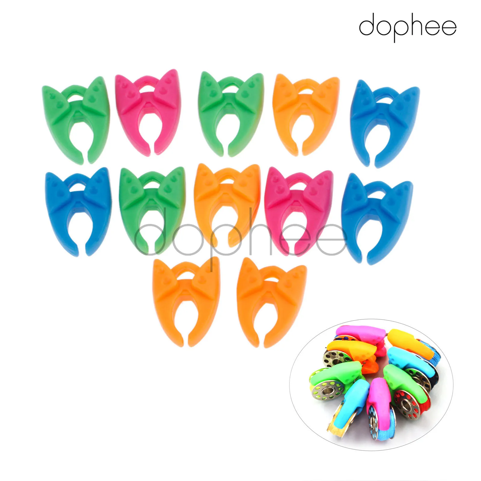 

dophee 12pcs Silicone Gel Bobbin Clips Thread Roller Coil Fixed Wrapped Clamp Random Mixed Colors Sewing Accessories Tool