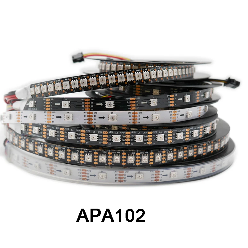 1 м/3 м/5 m APA102 Smart led пикселей 30/60/144 светодиодов/пикселей/m, IP30/IP65/IP67 данных и часы отдельно DC5V
