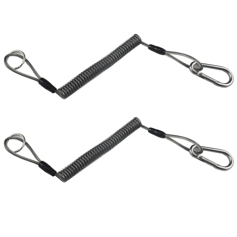 2 X Fishing Pliers stainless steel Lanyard Steel Coil Tether Coil