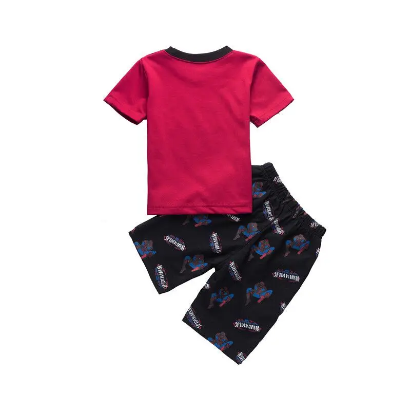 Новые летние пижамы для малышей Детские пижамы с рисунком Бэтмена для мальчиков и девочек, костюм с короткими рукавами+ штаны
