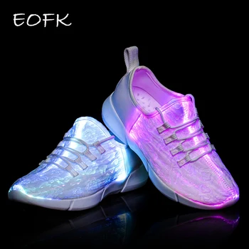 

EOFK Plus Size Women Lighted Casual Sneakers Spring Autumn Breathable Mesh Seven Colors Light Lovers Casual Sneakers Shoe Women