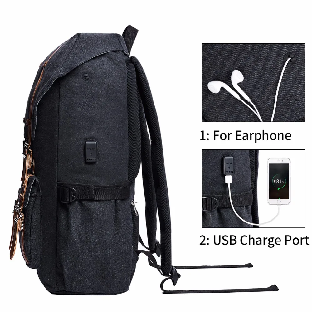 Cheap KALIDI Laptop Backpack 15.6 17.3 inch for Teenage School Travel Bag Leather Casual Men Backpacks 15 17inch Backpack Travel Women