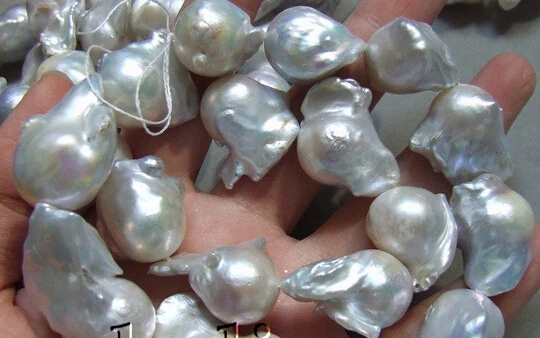 

xiuli 000335 17x25MM white Nucleated Flameball Baroque Pearls Bead 15.5
