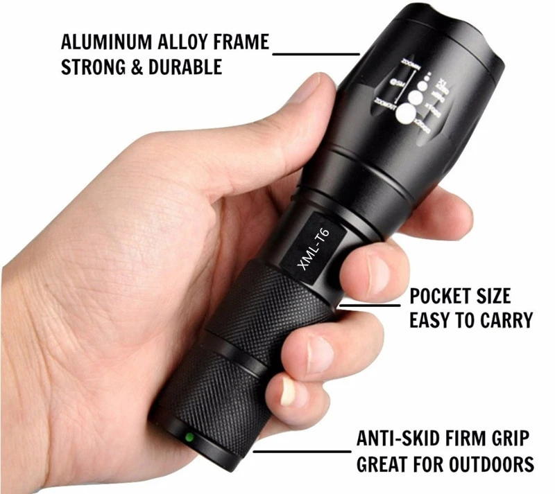 Discount High Bright Portable XML T6 LED Flashlight Bicycle Light 5-Mode Zoomable linternas Torch by 18650 or 3*AAA cycling Front Light 1