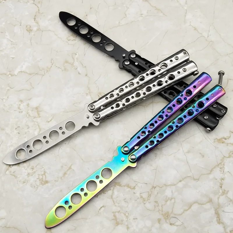 

1Pc Butterfly In Knife Stainless Steel Practice Training Knife CS Go Karambit Folding Throw Trainer Toy Not Sharp Flip Balisong