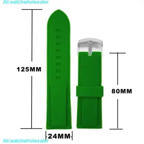 24mm Dynamic Green Silicone Jelly Rubber Unisex Watch Band Straps WB1054I24JB