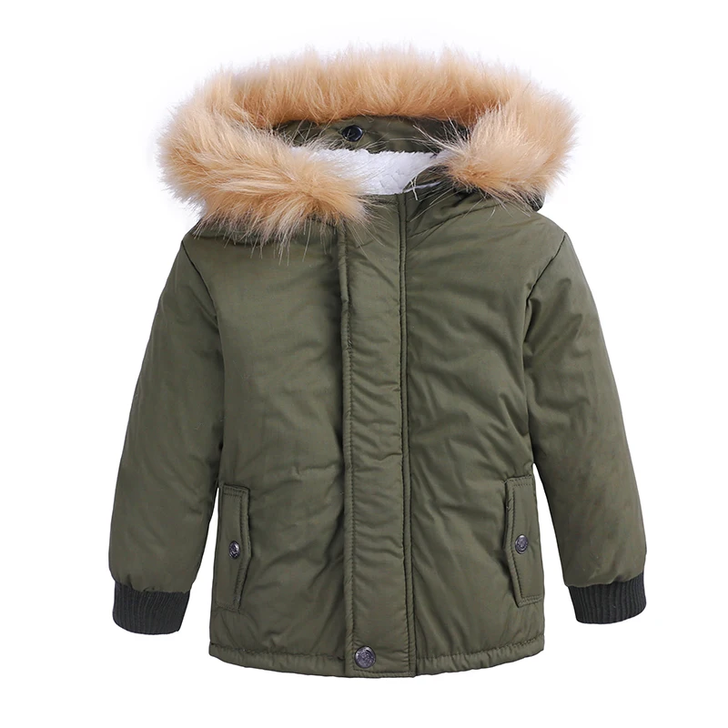 RW-008, Новое поступление, детское пальто для мальчиков плотная однотонная куртка с капюшоном теплая зимняя верхняя одежда Младенцы Малыши Дети, одежда для мальчиков