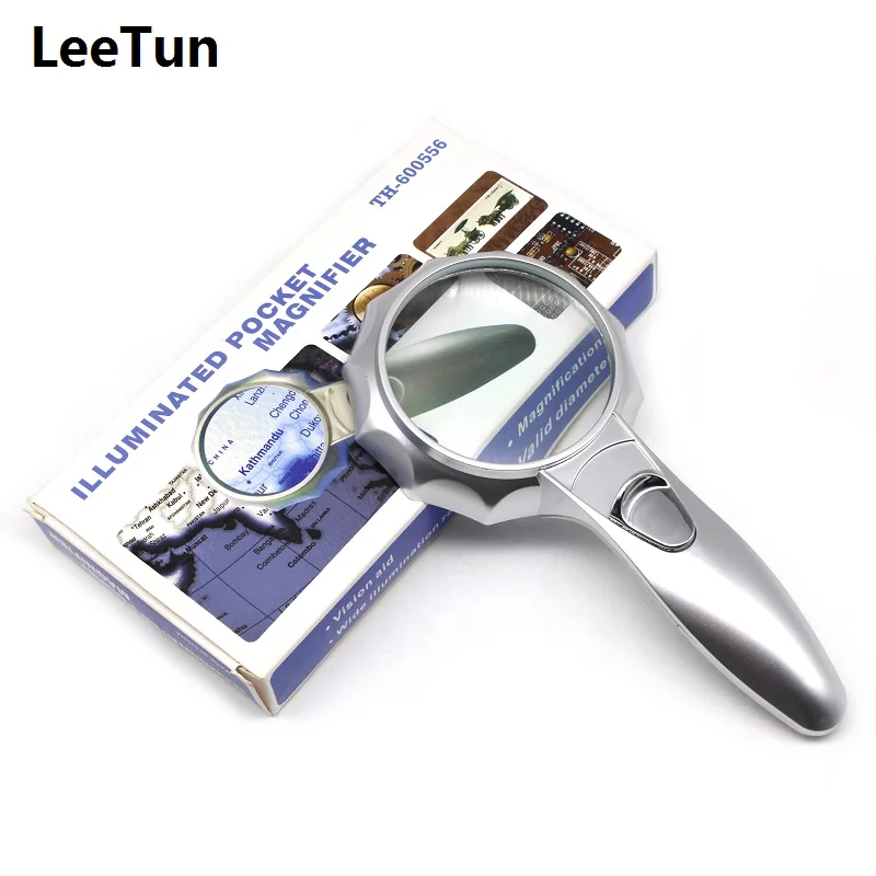 4X Pocket Magnifier Umbrella type Illuminated Magnifier with 6 LED