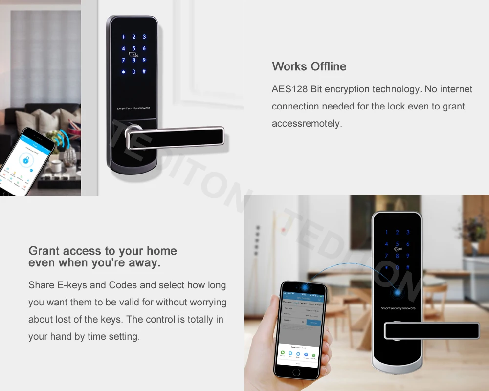 Безопасность электронный дверной замок, приложение wifi умный сенсорный экран замок, Bluetooth цифровой код клавиатуры замок с 6085 врезной