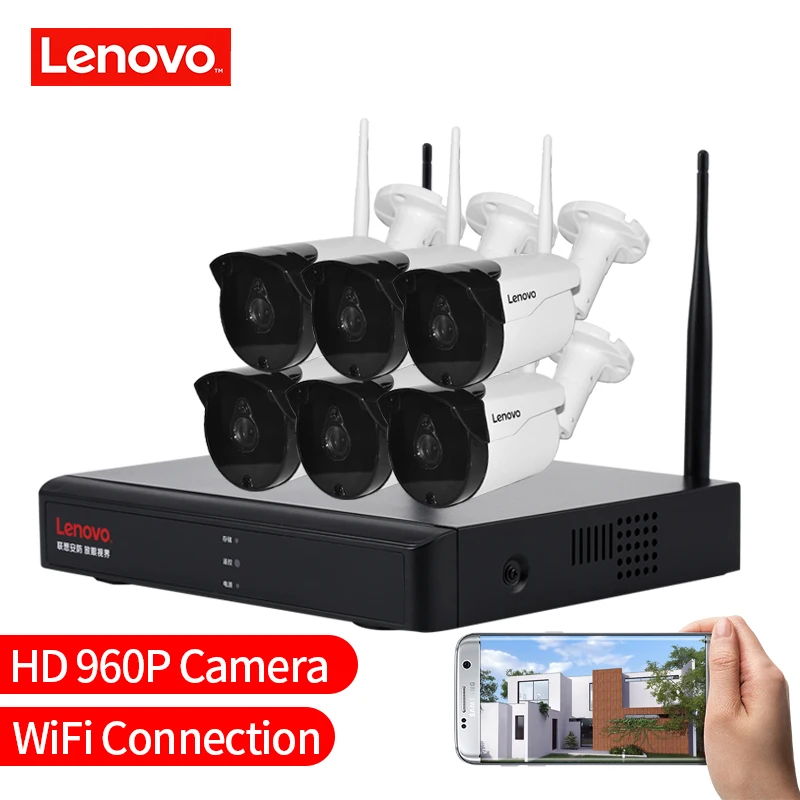 LENOVO 6CH массив HD беспроводная камера безопасности Система DVR комплект 960P WiFi