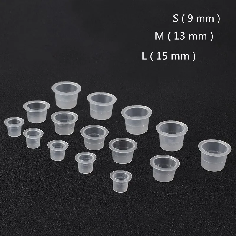 

100PCS/Lot S/M/L Size Plastic Tattoo Ink Cups Cap Pigment Container Tattoo Accessories Supply For Tattoo Artists