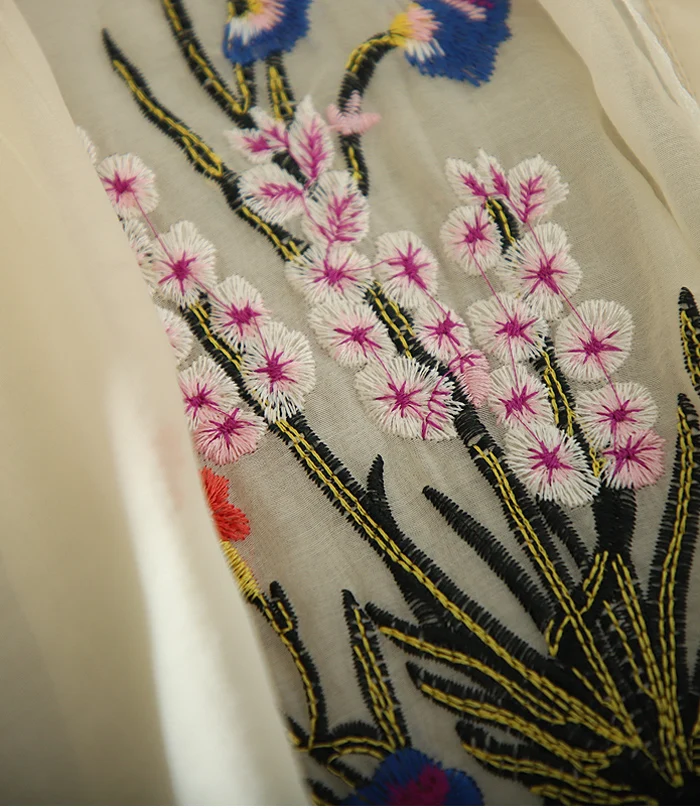 Женская весенне-летняя подиумная модная перспективная рубашка из органзы с вышивкой, женская блузка с цветочным бантом и воротником, топы TB1126