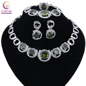 

Chokers Necklaces Women Fashion Jewelry Big green Color Crystal Metal Link Chain Collar Statement Necklace Good Quality