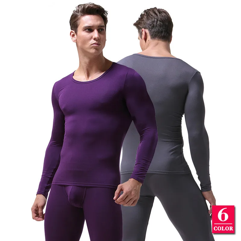 

Men's Modal Elastic Autumn Warm Underwear Suits Mid-Rise Thin Breathable Body-Sculpting Long Johns