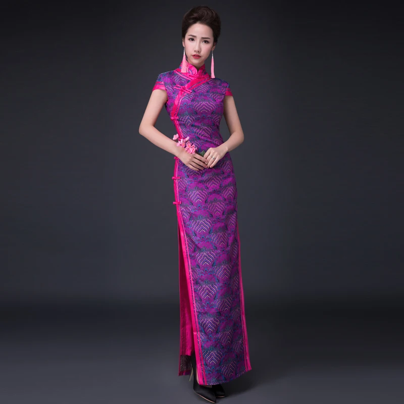 Винтажное белое Ципао длинное традиционное китайское платье, платья в восточном стиле, Китайский магазин одежды, vestido chino - Цвет: Red gold