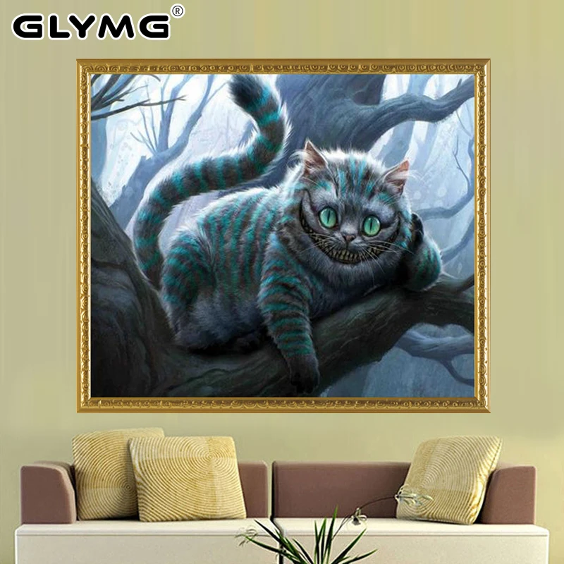 GLymg Diamond Embroidery 5D Diy Cat Bright Rhinestone Crystal Animal Serie Round Drill Diamond Painting Cross Stitch Home Decor