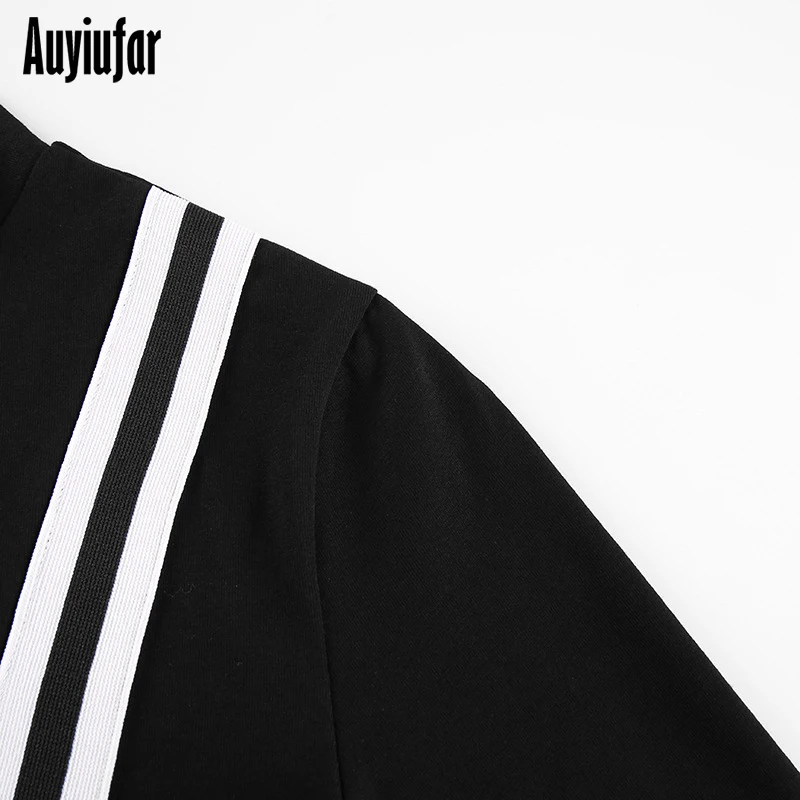 Auyiufar обтягивающие Лоскутные женские боди на молнии с длинными рукавами комбинезоны для девочек повседневные Черные новые женские сексуальные облегающие костюмы