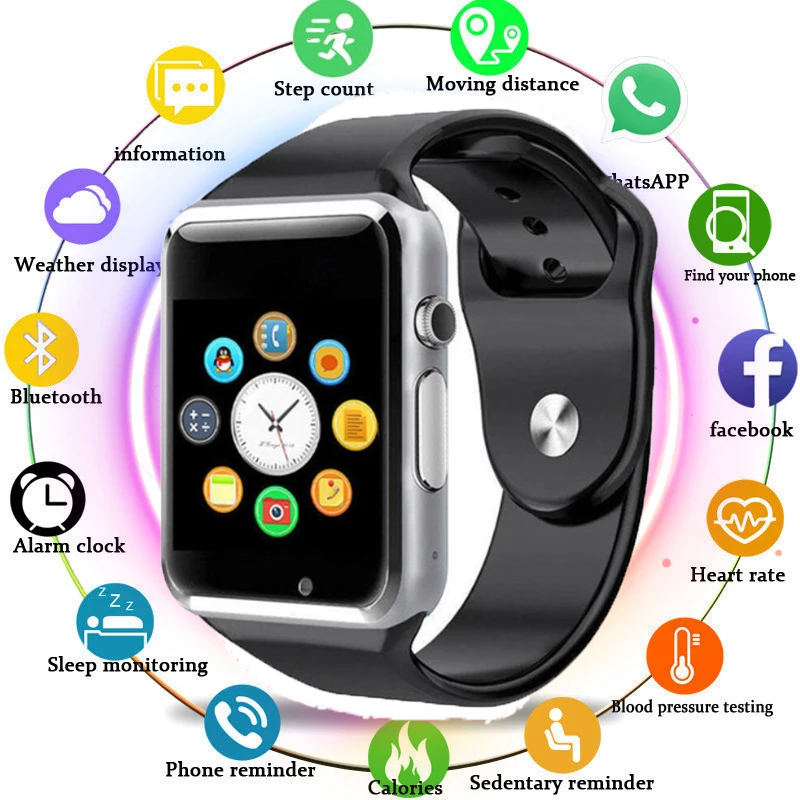 

A1 WristWatch Bluetooth Smart Watch Sport Pedometer With SIM Camera Smartwatch For Android Smart phone Russia T15 PK DZ09 GT08