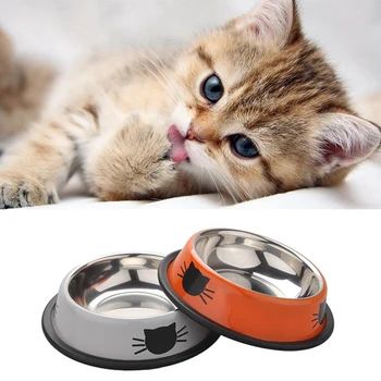 

2pcs Fashion Stainless Steel Small Dog Cat Food Bowl Pet Feeding Bowl Pet Dog Feeding Puppy Kitten Feeding Food Bowl Green Gray