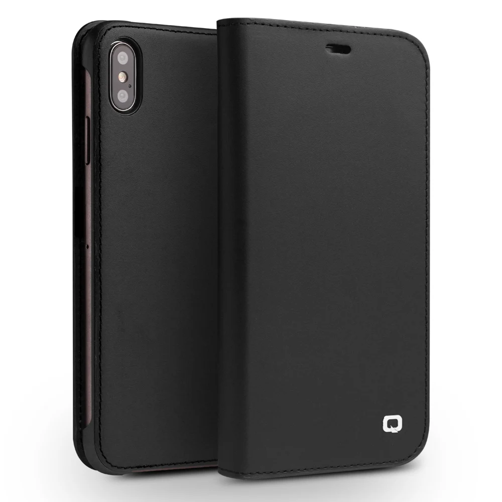 QIALINO флип чехол для iPhone XS Макс классический Gen II Топ Слои коровьей кожаный