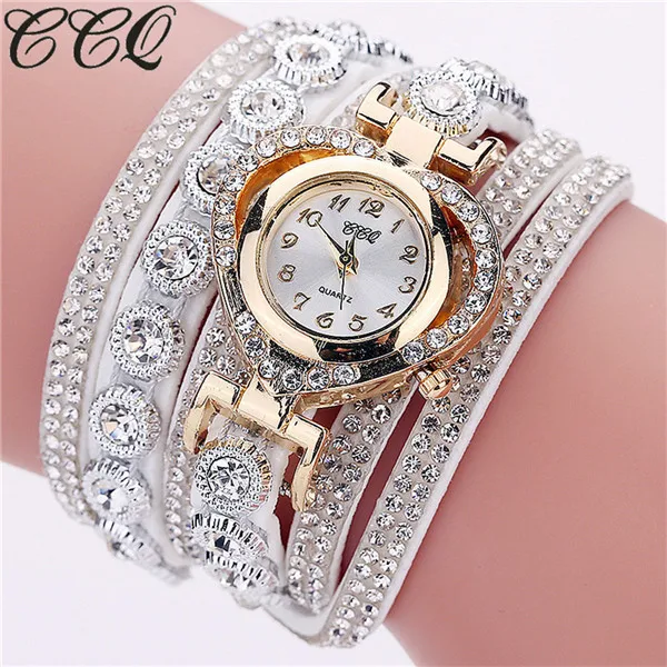 Роскошные женские часы со стразами кварцевый Кожаный браслет с кристаллами часы женские relógio feminino женские наручные часы# J3 - Цвет: White