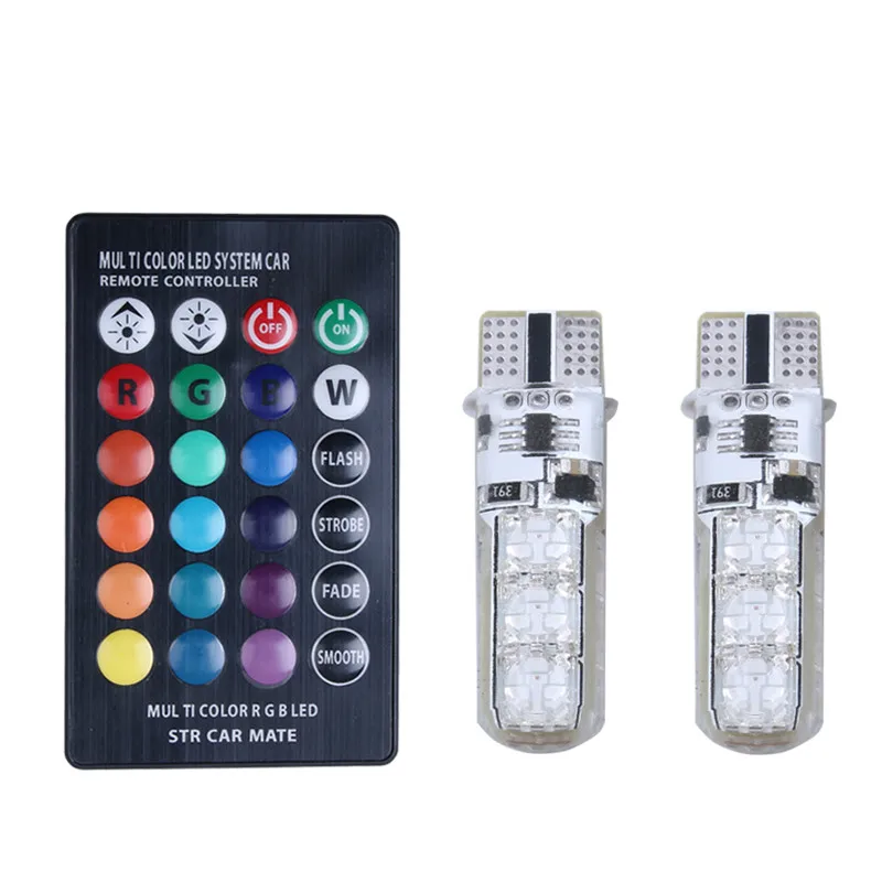 2 шт. Led w5w T10 led t10 RGB салона свет украшения Ширина удаленного Габаритные Огни Авто