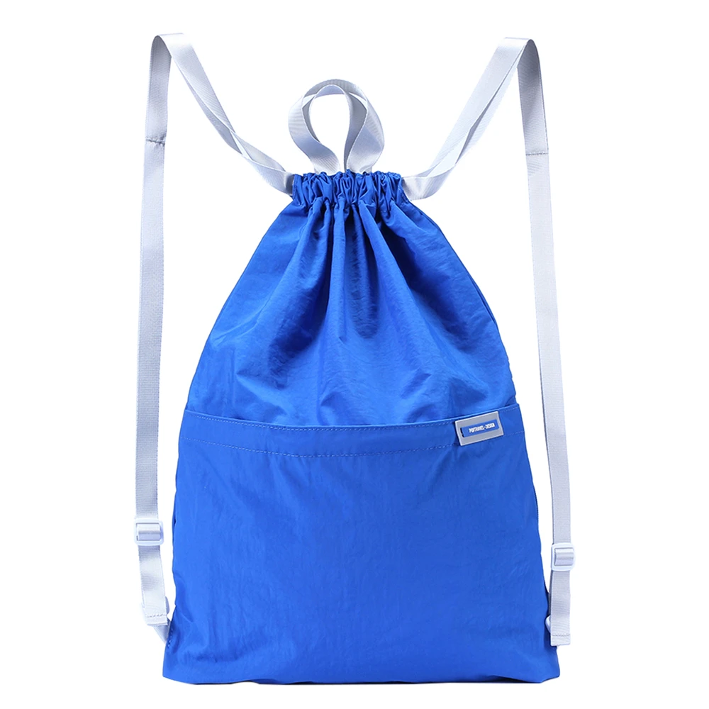 

Nylon Drawstring Backpack Bag Unisex Gym String Bag Gym Sack Bag With Zipper Side Pocket for Picnic Gym Sport Beach Travel