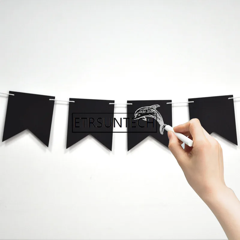 

50 шт. пустые DIY бандажные бирки баннеры многоразовые черные окрашенные доски Доска флаг украшение для классной комнаты