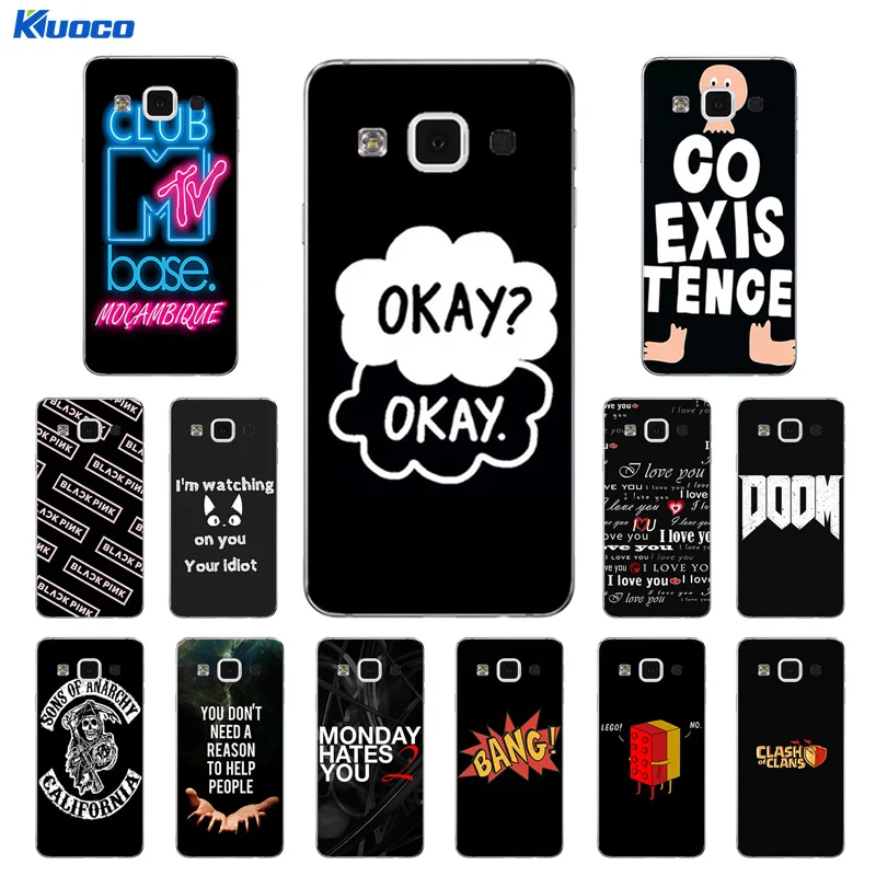 Case for Samsung Galaxy A3 2015 Black Letters Printing TPU Soft Phone Cover A3000 A300F Cases A3015 |