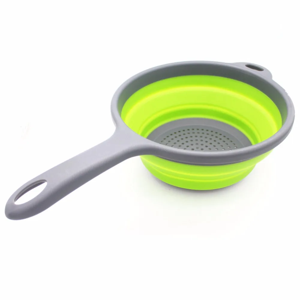 

8 inch Silicone Collapsible Strainer Long Handle Colander