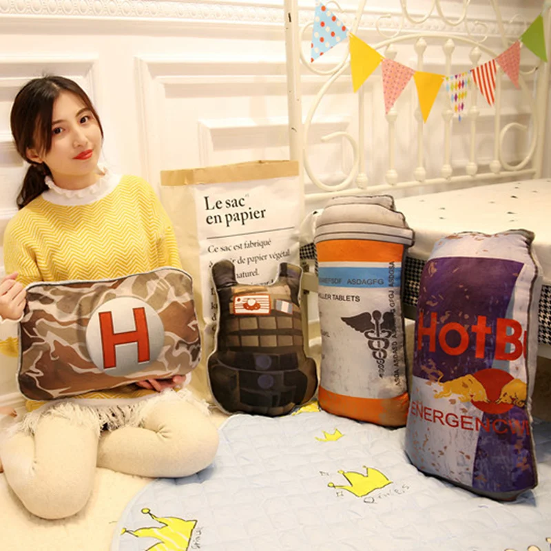 

BATTLEGROUNDS GAME plush toy First Aid Kit hand warmer Energy Drink stuffed cushion swag Body armor Pillow Painkiller toys