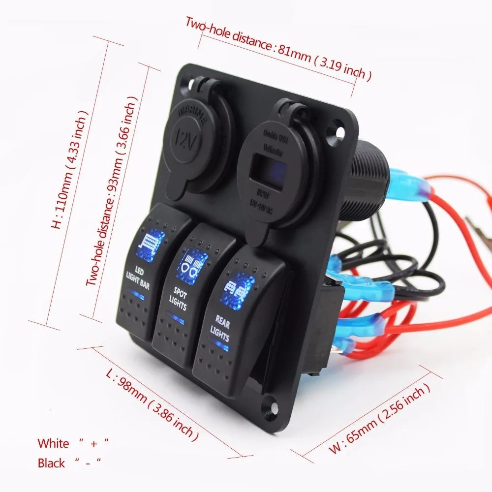 3 Gang кулисный переключатель Панель DC12V/24 V зарядное устройство розетка(гнездо для автомобильного прикуривателя) 4.2A Dual USB переключатель для морского катера автомобиля RV