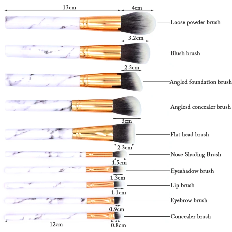 Профессиональные мраморные кисти для макияжа Набор инструментов для макияжа Набор мягких кистей 10 шт. кисть для пудры мраморные инструменты для макияжа для женщин