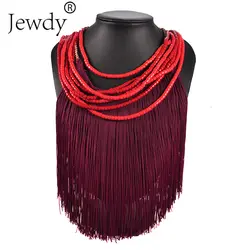 Богемный многослойное ожерелье красные, Черные бусы Зима подвеска на свитер длинной кисточкой ювелирные изделия Модные женские туфли себе