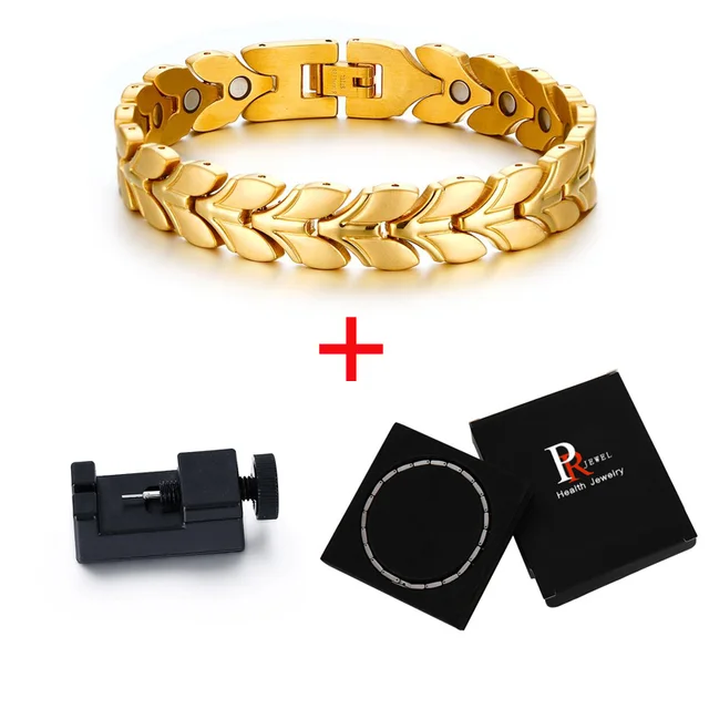 Buy Stainless Steel Gold Therapy Bracelet