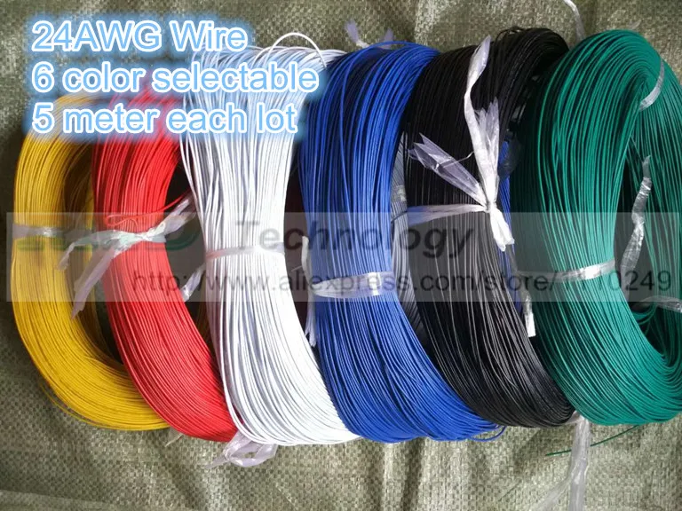 

5 metres/lot super flexible 24AWG PVC insulated Wire Electric cable, LED cable, DIY Connect 6 color selectable Free shipping