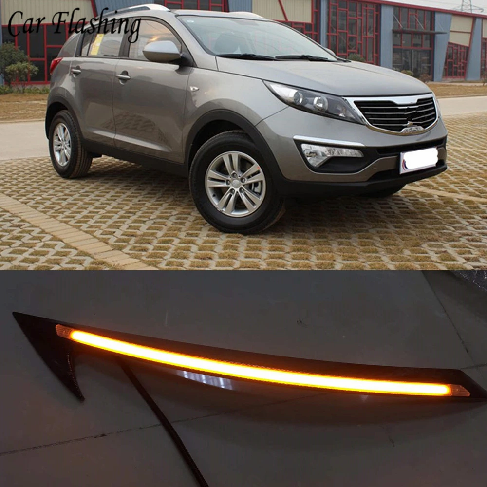 

Car flashing 2PCS LED Daytime Running Light With Turn Signal Relay Car Headlight Eyebrow Decoration For Kia Sportage 2011 - 2015