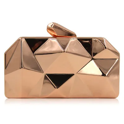 

2018 New Diamond Shaped Iron Box Upscale Dinner Bag Champagne Irregular Sequins Geometric Handbags Evening Pack